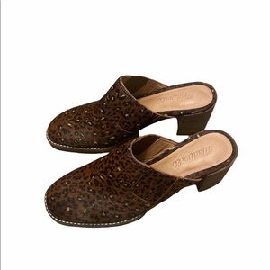 NEW Madewell The Carey Mule in Painted Leopard Calf Hair sz 6 1/2